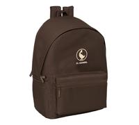 Safta | Mochila Escolar Doble El Ganso Basics Chocolate para Portátil 15,6″ y Tablet 11″, Conector USB, Compartimento Antirrobo Trasero Acolchado, Gran Capacidad, Medidas 31x18x44 cm