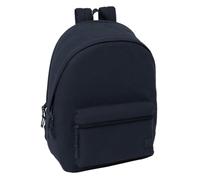 Safta | Mochila Escolar Doble para Portátil 15,6″ + USB Basic Azul Oscuro, Compartimento Antirrobo Acolchado para Tablet 11″, Espalda Ergonómica, Base Acolchada, Medidas 31x18x44 cm