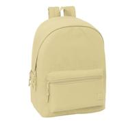 Safta | Mochila Escolar Doble para Portátil 15,6″ + USB Basic Beige, Antirrobo Trasero Acolchado para Tablet 11″, Espalda y Hombreras Ergonómicas, Gran Capacidad, Medidas 31x18x44 cm
