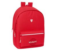 Safta | Mochila Escolar Doble Sevilla FC para Portátil 15,6″ con USB, Compartimento Antirrobo Acolchado para Tablet 11″, Gran Capacidad, Base Reforzada, Espalda Ergonómica, Roja, Medidas 31x18x44 cm