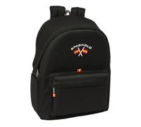 Safta | Mochila Escolar Doble Spagnolo Negro para Portátil 15,6″ + Tablet 11″, Conector USB, Compartimento Antirrobo Trasero Acolchado, Espalda Ergonómica, Medidas 31x18x44 cm