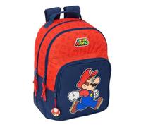 Safta | Mochila Escolar Doble Super Mario Trick Adaptable a Carro, 2 Compartimentos con Cremallera y Doble Tirador, Hombreras y Espalda Ergonómicas Acolchadas, Mochila Niño, Medidas 32x15x42 cm
