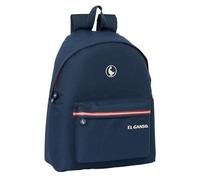 Safta | Mochila Escolar El Ganso Classic, Espalda y Hombreras Ergonómicas Acolchadas, Bolsillo Frontal con Cremallera, Doble Tirador en Compartimento Principal, Azul Marino, Medidas 33x15x42 cm