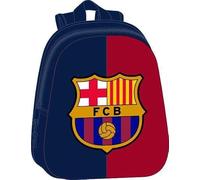 SAFTA | Mochila Escolar FC Barcelona 3D, Frontal Termoconformado en Relieve, Hombreras Acolchadas Ergonómicas, Bolsillo Lateral Portabotellas, Tarjeta Identificación, Asa Superior, Medidas 27x10x33 cm