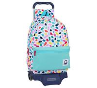 Safta Mochila Escolar Grande con Carro 905 de Benetton Brochitas, 300x140x460 mm, Multicolor