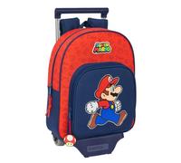 Safta | Mochila Escolar Grande con Carro Super Mario Trick, Extraíble y Adaptable, 28x10x67 cm, Hombreras Ergonómicas Acolchadas, Portabotellas, Bolsillo Frontal, Mochila Niño, Medidas 28x10x34 cm