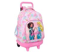 Safta - Mochila Escolar Grande con Ruedas Barbie Painterly Compact Extraíble, Lavable, Espalda y Hombreras Acolchadas, Gran Capacidad, Portabotellas, Base Reforzada, Mochila Niña, Medidas 33x22x45 cm