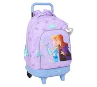 Safta | Mochila Escolar Grande con Ruedas Frozen Spirit, Compact Evolution Extraíble y Lavable, Espalda y Hombreras Acolchadas, Portabotellas, Base Reforzada, Fabricado en España, Medidas 33x22x45 cm