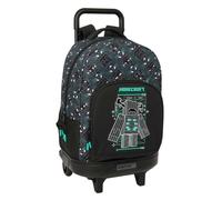 Safta | Mochila Escolar Grande con Ruedas Minecraft Screen, Maleta Extraíble y Mochila Lavable, 33x45x22 cm, Espalda y Hombreras Acolchadas, Portabotellas, Base Reforzada, Medidas 33x22x45 cm