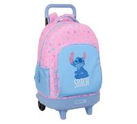 Safta | Mochila Escolar Grande con Ruedas Stitch Bright Compact Extraíble, Lavable, Gran Capacidad, Espalda y Hombreras Acolchadas, Portabotellas, Base Reforzada, Mochila Niña, Medidas 33x22x45 cm