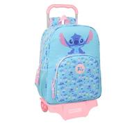 SAFTA | Mochila Escolar Grande con Ruedas Stitch Waves Compact Evolution Extraíble, Carro 905 85 cm Alto, Ergonómica y Acolchada, Bolsillos Portabotellas, Cremallera Doble Tirador, Medidas 33x14x42 cm