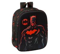 Safta | Mochila Escolar Guardería Batman 3D, Frontal Rígido con Relieve, Compartimento Principal con Cremallera, Bolsillo Lateral Portabotellas, Asa Superior, Mochila Niño, Medidas 22x10x27 cm