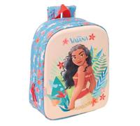 SAFTA | Mochila Escolar Guardería Disney Vaiana 3D, Compartimento Principal con Cremallera y Asa Superior, Infantil Vuelta al Cole, Estampado Azul con Flores y Tirantes Ajustables, Medidas 22x10x27 cm