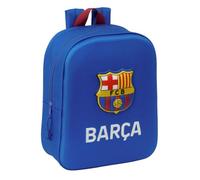 Safta | Mochila Escolar Guardería FC Barcelona 3D, Relieve Escudo FCB y Texto Barça, Compartimento Principal con Cremallera, Bolsillo Lateral Portabotellas y Asa Superior, Azul, Medidas 22x10x27 cm