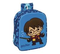Safta | Mochila Escolar Guardería Harry Potter 3D, Compartimento Principal con Cremallera, Asa de Mano Superior, Diseño Azul con Relieve Frontal, Infantil para Vuelta al Cole, Medidas 22x10x27 cm