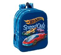 Safta | Mochila Escolar Guardería Hot Wheels Speed Club 3D, Compartimento Principal con Cremallera, Asa de Mano Superior, Infantil Vuelta al Cole, Mochila Niño, Medidas 22x10x27 cm