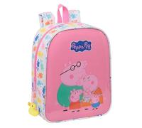 Safta | Mochila Escolar Guardería Peppa Pig Baby Pig Adaptable a Carro, Infantil, Compartimento Principal con Cremallera, Tarjeta de Identificación, Mochila Niña, Medidas 22x10x27 cm