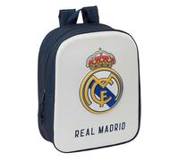 Safta | Mochila Escolar Guardería Real Madrid 3D, Frontal en Relieve con Escudo, Compartimento Principal con Cremallera, Bolsillo Lateral Portabotellas, Mochila Niño, Medidas 22x10x27 cm