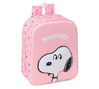 SAFTA | Mochila Escolar Guardería Snoopy 3D, Relieve Frontal con Diseño Snoopy, Compartimento Principal con Cremallera, Asa Superior y Tirantes Ajustables, Infantil Vuelta al Cole, Medidas 22x10x27 cm