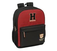Safta | Mochila Escolar Harry Potter Hogwarts Adaptable a Carro (Sin Carro), Ergonómica y Acolchada, Doble Tirador en Cremallera, Bolsillo Frontal, Asa Superior, Negro y Granate, Medidas 32x14x43 cm