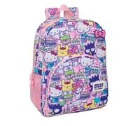 SAFTA | Mochila Escolar Hello Kitty & Friends Adaptable a Carro, Espalda y Hombreras Ergonómicas Acolchadas, Bolsillo Frontal Grande, Portabotellas, Cremallera Doble Tirador, Rosa, Medidas 33x14x42 cm