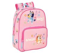 Safta | Mochila Escolar Infantil Bluey Dance Adaptable a Carro (Sin Carro), Hombreras Ergonómicas y Acolchadas, Bolsillo Frontal Gran Formato y Portabotellas, Mochila Niña, Medidas 26x11x34 cm
