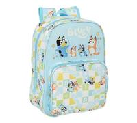 SAFTA | Mochila Escolar Infantil Bluey Ready Adaptable a Carro (Sin Carro), Hombreras Ergonómicas y Acolchadas, Bolsillo Frontal Gran Formato y Portabotellas Lateral, Mochila Niña, Medidas 26x11x34 cm