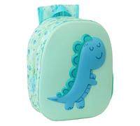 Safta | Mochila Escolar Infantil Dino 3D con Frontal Termoconformado en Relieve, Hombreras Acolchadas, Bolsillo Lateral Portabotellas, Tarjeta Identificación y Asa Superior, Medidas 27x10x33 cm