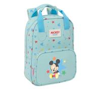 Safta | Mochila Escolar Infantil Disney Mickey Mouse Baby, Hombreras Acolchadas y Asas de Mano Forradas, Bolsillo Frontal con Cremallera, Tarjeta de Identificación, Color Azul, Medidas 20x8x28 cm