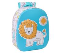 Safta | Mochila Escolar Infantil Lion 3D, Frontal Termoconformado en 3D, Hombreras Acolchadas Ergonómicas, Bolsillo Portabotellas, Tarjeta Identificación, Asa Superior, Medidas 27x10x33 cm