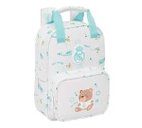 Safta | Mochila Escolar Infantil Real Madrid Preescolar Blanca, Hombreras Acolchadas y Asas Forradas, Bolsillo Frontal con Cremallera, Tarjeta de Identificación, Vuelta al Cole, Medidas 20x8x28 cm