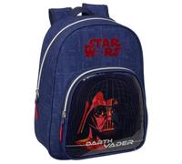 Safta | Mochila Escolar Infantil Star Wars Adaptable a Carro (Sin Carro), Diseño Darth Vader Azul Marino, Hombreras Ergonómicas Acolchadas, Medidas 27x10x33 cm