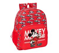 Safta | Mochila Escolar Junior Disney Mickey & Friends Racing Adaptable a Carro (Sin Carro), Ergonómica y Acolchada, Bolsillo Frontal Gran Formato, Portabotellas, Mochila Niño, Medidas 32x12x38 cm
