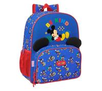 Safta | Mochila Escolar Junior Disney Mickey Mouse Today Adaptable a Carro, Ergonómica y Acolchada, Doble Tirador en Cremallera, Bolsillo Frontal Grande y Laterales Portabotellas, Medidas 32x12x38 cm