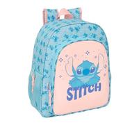 Safta | Mochila Escolar Junior Disney Stitch Ohana Adaptable a Carro (Sin Carro), Ergonómica y Acolchada, Doble Tirador en Cremallera, Bolsillo Frontal y Laterales Portabotellas, Medidas 32x12x38 cm
