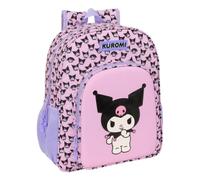 Safta | Mochila Escolar Junior Kuromi Adaptable a Carro (Sin Carro), Ergonómica y Acolchada, Doble Tirador en Cremallera, Bolsillo Frontal Grande y Laterales Portabotellas, Medidas 32x12x38 cm