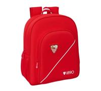 Safta | Mochila Escolar Junior Sevilla FC Adaptable a Carro (Sin Carro), Ergonómica y Acolchada, Bolsillo Frontal Gran Formato, Laterales Portabotellas, Cremallera Doble Tirador, Medidas 32x12x38 cm