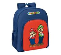 Safta | Mochila Escolar Junior Super Mario Mamma Mia Adaptable a Carro (Sin Carro), Ergonómica y Acolchada, Bolsillo Frontal Gran Formato, Portabotellas, Cremallera Doble Tirador, Medidas 32x12x38 cm