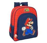 Safta | Mochila Escolar Junior Super Mario Trick Adaptable a Carro (Sin Carro), Ergonómica y Acolchada, Bolsillo Frontal Gran Formato, Portabotellas, Cremallera Doble Tirador, Medidas 32x12x38 cm