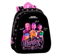 Safta | Mochila Escolar K-Pop Demon Hunters, Frontal 3D Termoconformado, Hombreras Acolchadas Ergonómicas, Bolsillo Lateral Portabotellas, Asa Superior, Negra, Vuelta al Cole, Medidas 27x10x33 cm