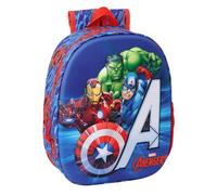 Safta | Mochila Escolar Marvel Avengers 3D, Frontal Termoconformado en Relieve, Hombreras Acolchadas y Asa Superior, Bolsillo Lateral Portabotellas, Mochila Niño, Medidas 27x10x33 cm