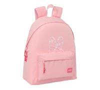 Safta | Mochila Escolar Miffy Flores, Infantil y Juvenil, Hombreras y Espalda Ergonómicas Acolchadas, Bolsillo Frontal con Cremallera, Doble Tirador, Asa Superior, Rosa Pastel, Medidas 33x15x42 cm