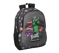 Safta | Mochila Escolar Minecraft Graffiti Adaptable a Carro, 32x44x16 cm, 2 Compartimentos Grandes, Hombreras y Espalda Ergonómicas Acolchadas, Bolsillos Portabotellas, Medidas 32x16x44 cm