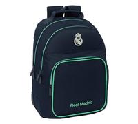 Safta | Mochila Escolar Real Madrid 2ª Equipación 25/26 Adaptable a Carro, Doble Compartimento con Organizador, Ergonómica y Acolchada, Bolsillo Portabotellas, Mochila Niño, Medidas 32x15x42 cm