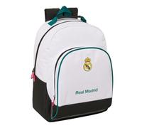 Safta | Mochila Escolar Real Madrid Equipación 26/27 Adaptable a Carro (Sin Carro), Ergonómica y Acolchada, Bolsillo Frontal Gran Formato, Cremallera Doble Tirador, Niño y Niña, Medidas 32x15x42 cm