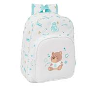 SAFTA | Mochila Escolar Real Madrid Preescolar Adaptable a Carro (Sin Carro), Infantil, Hombreras Ergonómicas y Acolchadas, Bolsillo Frontal Grande y Portabotellas Lateral, Blanca, Medidas 26x11x34 cm