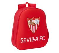 Safta | Mochila Escolar Sevilla FC Diseño 3D Termoconformado, Infantil y Juvenil, Hombreras Acolchadas Ergonómicas, Bolsillo Lateral Portabotellas, Tarjeta Identificación, Roja, Medidas 27x10x33 cm