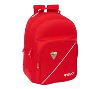 Safta | Mochila Escolar Sevilla FC Doble Adaptable a Carro, 2 Compartimentos Grandes con Cremallera, Organizador Interior, Bolsillo Portabotellas, Mochila Niño, Medidas 32x15x42 cm