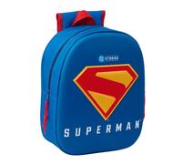 Safta - Mochila Escolar Superman 3D con Frontal Termoconformado, Infantil y Juvenil, Hombreras Acolchadas Ergonómicas, Bolsillo Lateral Portabotellas, Tarjeta Identificación, Medidas 27x10x33 cm
