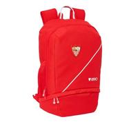 Safta | Mochila Escolar Zapatillero Sevilla FC, Compartimento Inferior con Cremallera para Zapatillas, Hombreras y Espalda Ergonómicas Acolchadas, Bolsillos Portabotellas, Medidas 28x19x51 cm